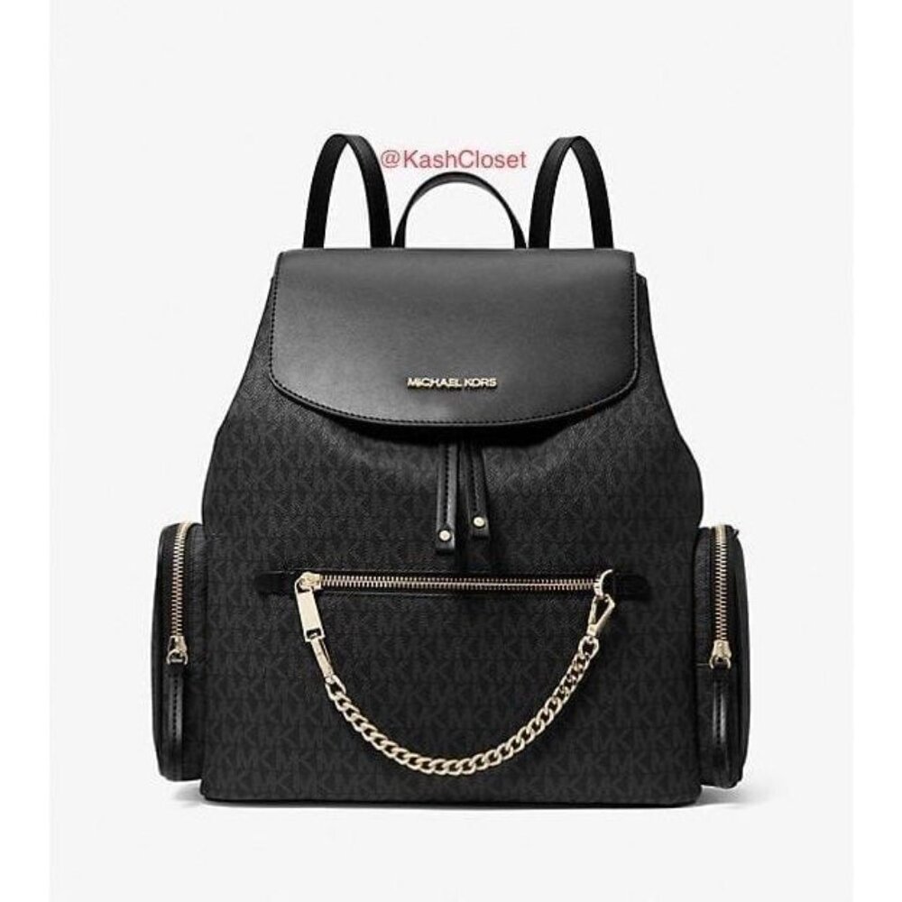 Michael Kors Backpack Jet Set MK Logo Large Chain Backpack - Picture 2 of 10